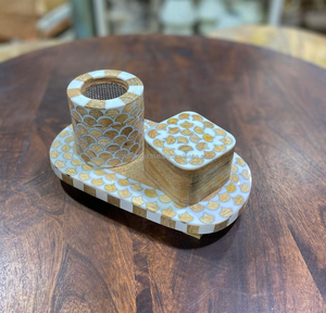 Quemador de Mubkhar con incrustaciones de hueso de lujo con bandeja Soporte de madera personalizado Bakhoor para decoración de eventos en el hogar Eid Mubarak Special - Product Image 6