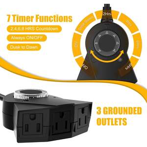 Timer 3 prese luce esterna Timer impermeabile 24 ore Plug-in con 2 4 6 8 ore modalità conto alla rovescia per le luci del giardino - Product Image 3