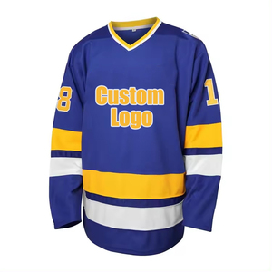 Maillot de hockey sur glace personnalisé en polyester respirant avec logo frontal, chemise uniforme à manches longues, nom de l'équipe, numéro du joueur - Product Image 4