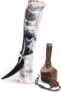 Cuernos de beber modernos vikingos tallados estilo animal religioso para bodas incluye guía de cuidado y limpieza artesanías naturales - Product Image 4