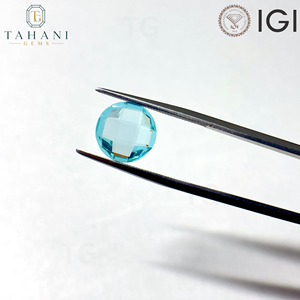 Pierres précieuses synthétiques de grenat YAG de type Paraiba bleu, cultivées en laboratoire, taille ronde briolette et taille checker, certifiées IGI, pour la fabrication de bijoux - Product Image 2