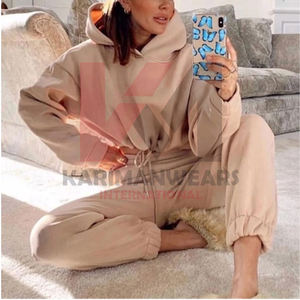 Conjunto deportivo de dos piezas de invierno para mujer, Sudadera con capucha sólida de gran tamaño, chándal, pantalones, ropa deportiva, ropa deportiva informal, chándales - Product Image 1