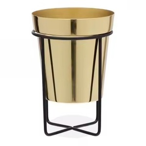 Lot de 4 pots de fleurs ronds à revêtement bleu avec support Pots de fleurs au sol fonctionnels pour la maison, le salon et la décoration de jardin - Product Image 4