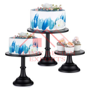 ที่ตั้งโชว์เค้กโลหะสำเร็จรูปสีดำ3ชุดอุปกรณ์ตกแต่งงานแต่งงานงานอีเวนต์ - Product Image 1