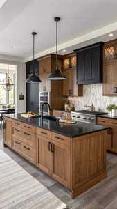 Conception de cuisine modulaire contemporaine avec plan de travail en marbre, porte en verre, rangement et style maison intelligente - Product Image 2