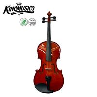 Violon artisanal 4/4 pleine taille pour débutant avec dos en érable flammé européen, étui rigide et archet, finition bois naturel brillant, ensemble étudiant