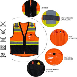 เสื้อกั๊กนิรภัยสะท้อนแสงสำหรับผู้ชายเสื้อกันลมใส่ทำงานสวมใส่สบายดีไซน์ทันสมัย - Product Image 6