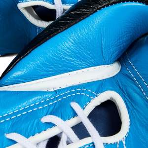 New Boxing MS Training <b>Gloves</b> - <b>Black</b> Blue <b>Lace</b> - Product Image 4