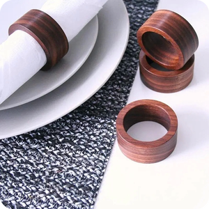 Tendance bois d'acacia fait à la main ronds de serviette fantaisie mariage et fête porte-serviettes décoratif pour l'approvisionnement en gros - Product Image 1