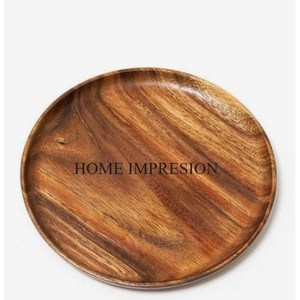 Plato de madera decorativo hecho a mano personalizado con forma redonda último plato de servir y platos para platos de cena de té y café - Product Image 5