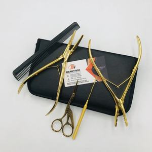 Kit d'outils professionnels de haute qualité en acier inoxydable de qualité chirurgicale, écologiques, plaqués or, pour extensions de cheveux (vente en gros) - Product Image 5