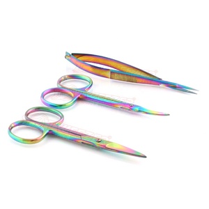 Ciseaux d'extension de cils en acier inoxydable de couleur personnalisée de haute qualité Cils à bout pointu Ciseaux à ressort Marque privée Vente en gros - Product Image 2