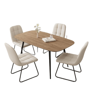 طقم طاولة طعام خشبية حديثة بلون الجوز مع 4 كراسي على شكل حرف U، أثاث للمطبخ وغرفة الطعام - Product Image 6