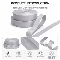 Sangle tissée aspect nylon gris 30-38 mm, durable, pour soutien lombaire, poignée de fitness, sac à dos, accessoires pour animaux de compagnie