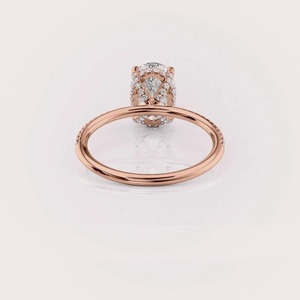 แหวนหมั้นเพชรทรงรีเพาะเลี้ยงในห้องปฏิบัติการ ได้รับการรับรองจาก IGI ทอง 14K สีเหลือง/ขาว/โรสโกลด์ ประดับเพชรแบบฝัง - Product Image 4