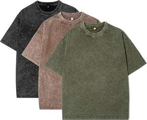 Camisetas Oversize para Hombre al por Mayor, de Algodón Pesado, Lavado Ácido, Estilo Vintage, Unisex, Ajuste Holgado, Manga Corta, Casual, Streetwear, Tops Holgados - Product Image 1