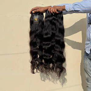 Cheveux bruts wefted Bundle indien vierge brut lisse cheveux bouclés armure brésilienne cheveux humains bruts noirs naturels faisceaux brésiliens - Product Image 1