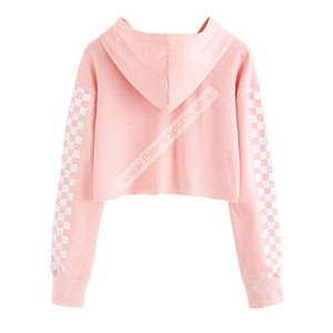 Moda de tendencia para mujer, sudaderas con capucha cortas personalizadas, sudaderas con capucha cortas de secado fácil para mujer, sudaderas con capucha cortas bordadas con tasa de fábrica para mujer - Product Image 2