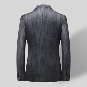 Blazer d'affaires pour homme haut de gamme 2025, double boutonnage, col cranté, tissu en laine, style à devant plat, vêtements pour papa - Product Image 3