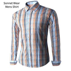 Chemise à carreaux boutonnée décontractée pour homme 100% coton - Product Image 5