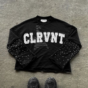 Fabricant 100% coton pour hommes T-shirt vintage lourd avec patchs de broderie lavés à l'acide T-shirts Service OEM - Product Image 1