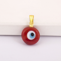 Pendentif ovale QIKU en gros, petit œil de l'evil émaillé, plaqué or, style hip-hop minimaliste, pour la fabrication de colliers et bijoux