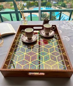 Bandeja de Servicio de Diseño con Recubrimiento de Esmalte de Madera MDF, Bandeja de Mesa de Alta Calidad para Hoteles y Restaurantes - Product Image 3