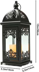 Lanterne à bougie en métal de qualité durable pour la décoration de la maison, gravée à la main, décorative, personnalisée, lanterne à bougie suspendue - Product Image 5