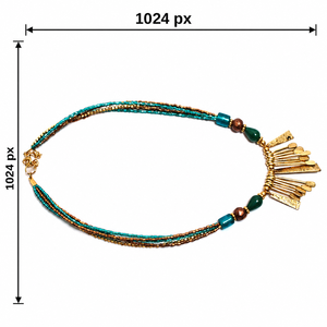 Collar con colgante de abanico dorado, cadena de cuentas, joyería llamativa, estilo bohemio vintage, de latón y aleación, hecho a mano para mujer - Product Image 5