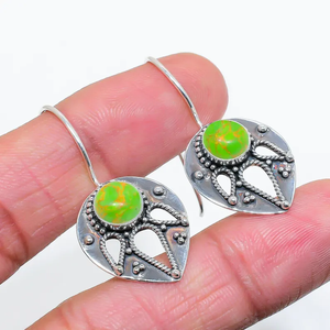 Usine en gros pas cher prix cuivre vert Turquoise 925 en argent Sterling fait à la main pierres précieuses femmes boucles d'oreilles cadeau pour elle - Product Image 4