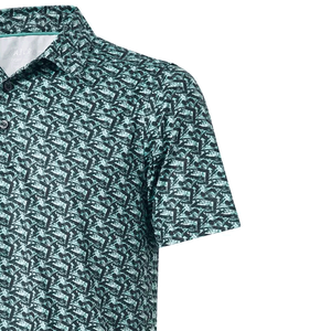 Custom Logo Allover Print Solid Knitted Golf for Shirt Fit 4 Way <b>Stretch</b> Cotton Bamboo Fiber for <b>Men</b> - Product Image 4