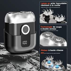Mini rasoir électrique gris pour hommes avec écran LED, étanche, silencieux, portable, IPX7, pour le visage, lames remplaçables, lavable - Product Image 6