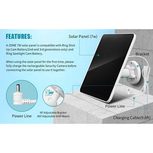 7W-5V Zonnepaneellader Met 10ft Kabel Voor Ring Camera Spotlight & Stick Up Cam Voor Buitenbeveiliging En Verlichting - Product Image 1