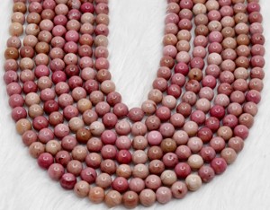 100% Pure Natural Loose Gemstone Beads Stone <b>Ball</b> Beads Rhodochrosite a 8mm Strand Beads India Anshul Impex for Jewelry Making - Product Image 1