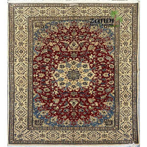Tapis en laine Mahal moderne fait main avec motif médaillon, douceur naturelle et style intemporel pour la décoration du salon - Product Image 1