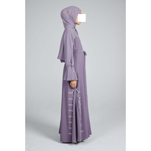 ชุดอาบายะสำหรับสตรีมุสลิมไซส์ใหญ่ ขายส่ง ผ้าโพลีเอสเตอร์ระบายอากาศ ความยาวระดับข้อเท้า สีพื้น ซิปด้านหน้า เสื้อผ้าอิสลาม รับผลิตแบบ OEM - Product Image 6