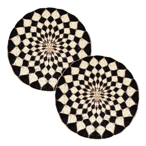 Napperons de décoration de table à manger ronds argentés, blancs et bleus, en perles de verre faites à la main pour mariage - Product Image 6