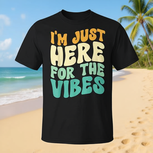 T-shirt promozionale da donna con scritta 'I'm Just Here for the Vibes' - Product Image 3