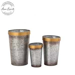 Juego de Macetas Metálicas Exnorlan con Borde Dorado, Macetas Modernas para Interiores, Decoración del Hogar, Estilo Minimalista - Product Image 2