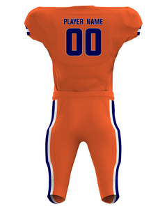 Vente en gros de qualité supérieure, nouvel uniforme de football américain personnalisé, couleur bleu orange, imprimé avec personnalisation OEM - Product Image 2