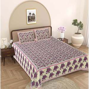 Pink 100% Cotton <b>King</b> <b>Size</b> Bedsheet with 2 Pillow Covers 240 TC Ethnic Motifs Comforter Set 3pcs Home Use (ADB1483) - Product Image 1