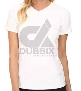 T-shirt col en V 100 % coton pour femmes et filles, vierge, personnalisable avec logo numérique, tendance, vente en gros - Product Image 4