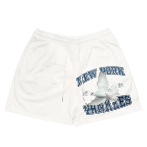 Retro malla sublimación estética Casual gimnasio desgaste de verano de los hombres deporte poliéster corto Streetwear baloncesto pantalones cortos - Product Image 6