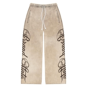 Pantalones de chándal personalizados para hombre, holgados, de gran tamaño, rectos, de pierna ancha, cintura, bóxer, lavado con ácido, personalizados, 100% algodón, ecológicos - Product Image 1