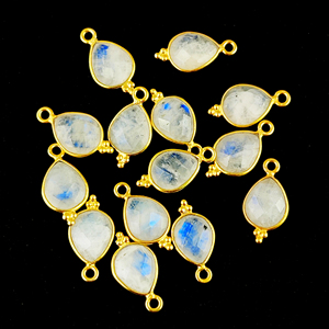 พลอยมูนสโตนสีรุ้ง925เงินสเตอร์ลิงชุบทองขนาด10x8มม. จี้ลูกแพร์ทำด้วยมือเครื่องประดับทำด้วยมือจำนวนมาก - Product Image 1