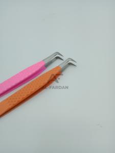 Pince à cils en acier inoxydable japonais à 90 degrés Pointe en fibre pointue avec poignée en diamant Comprend des boîtes à cartes - Product Image 2