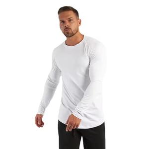 Camiseta de manga larga con estampado personalizado de doble capa lavada estética para hombre, camisas de manga doble con MOQ bajo para hombre - Product Image 2