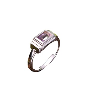 3,2 gramos 92,5 plata esterlina amatista Natural piedra preciosa facetada forma rectangular hecho a mano último anillo de diseño Simple - Product Image 1