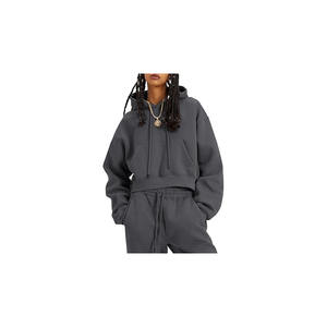 Womens Fleece 2 Piece Outfits Sweatsuit <b>Crop</b> Pullover Sweatshirt Joggers <b>Pants</b> Tracksuit Set - Product Image 4