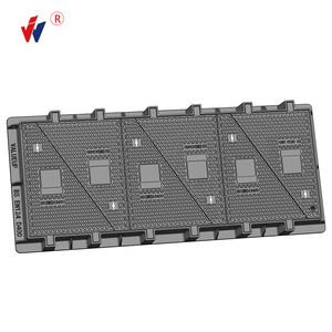 Couverture de regard de canalisation en fonte JRC14 carrée OEM ODM personnalisée, <span class=keywords><strong>peinture</strong></span> bitumineuse noire, D400 EN125, sécurité routière, double triangle, télécommunications - Product Image 4